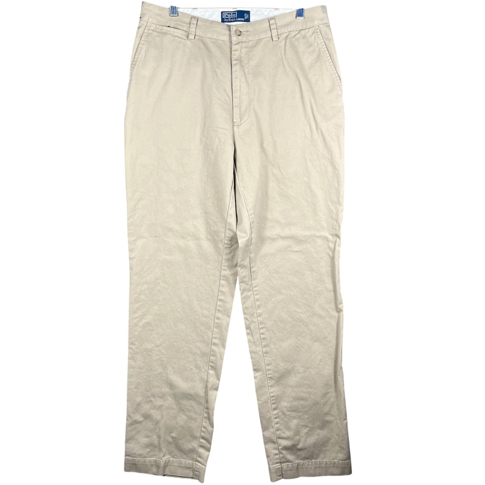 Polo Ralph Lauren Chino Pants Mens 34 Khaki Tan Classic Fit Straight Leg Cotton